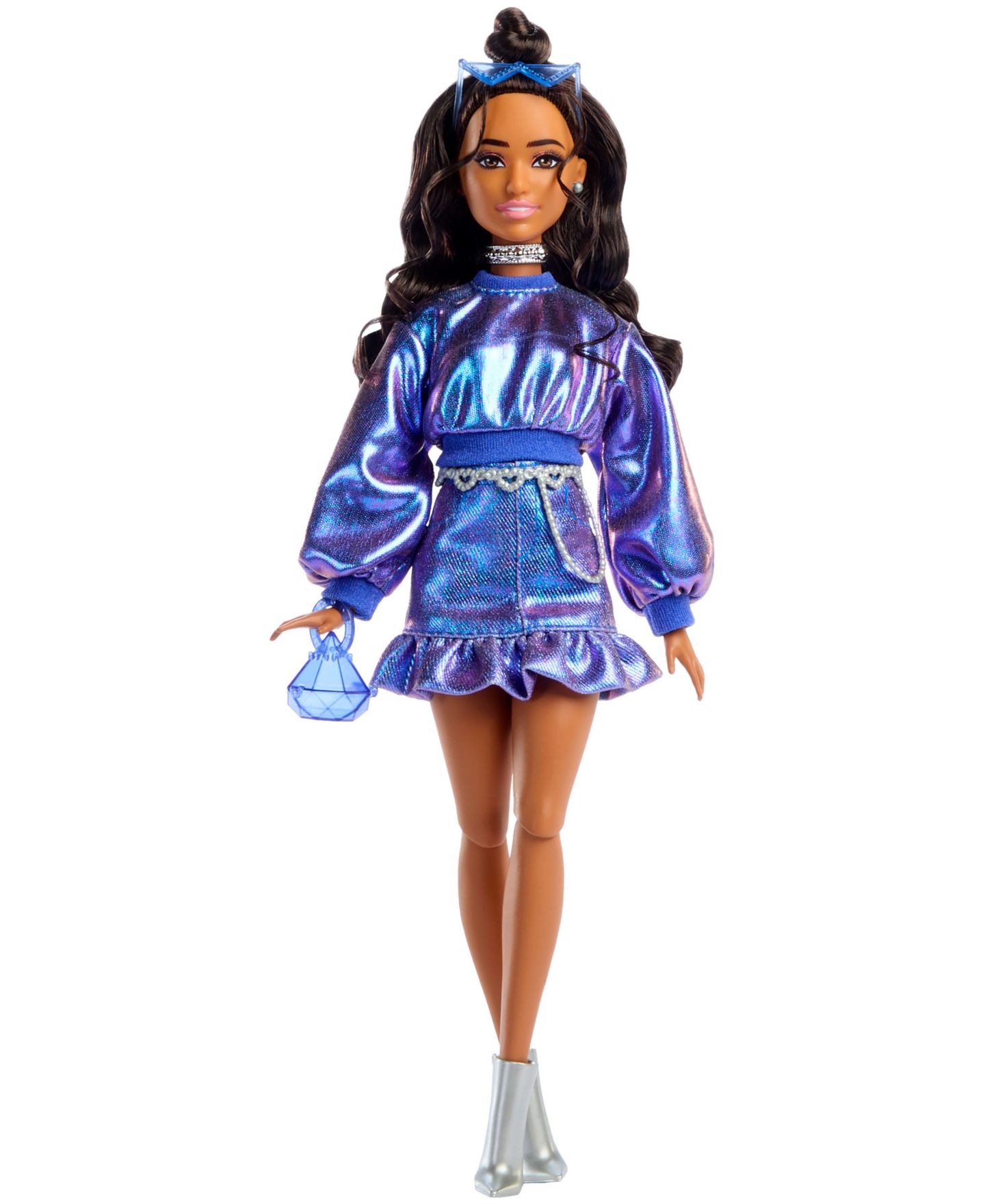 Детские куклы Barbie Deluxe Style Fashion Doll 7 in Metallic Blue Top and Skirt with Accessories — фото 5