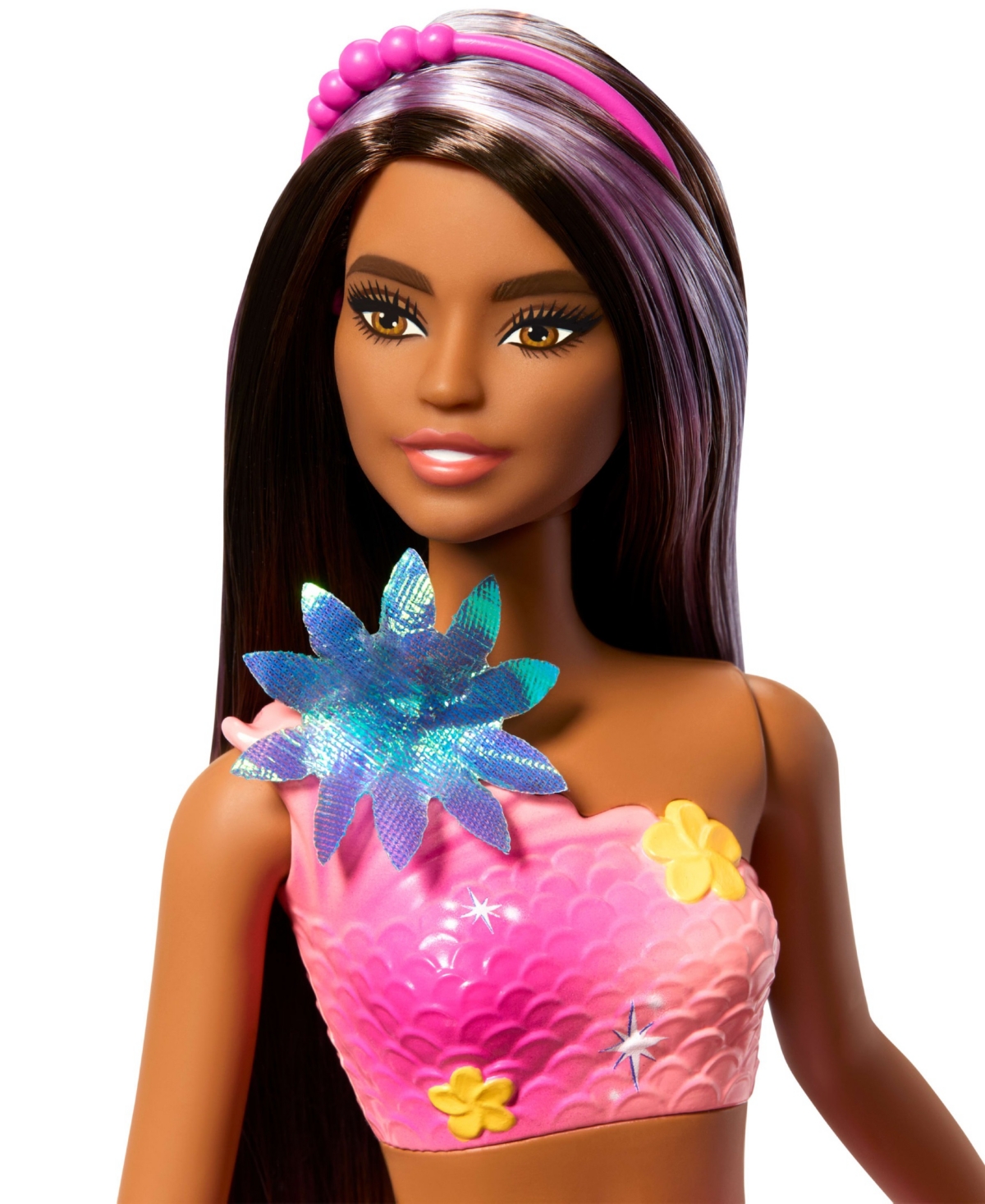 Barbie Flower Magic Mermaid Toy Doll With Surprise Blooming Flowers Feature And Headband Accessory In Multi