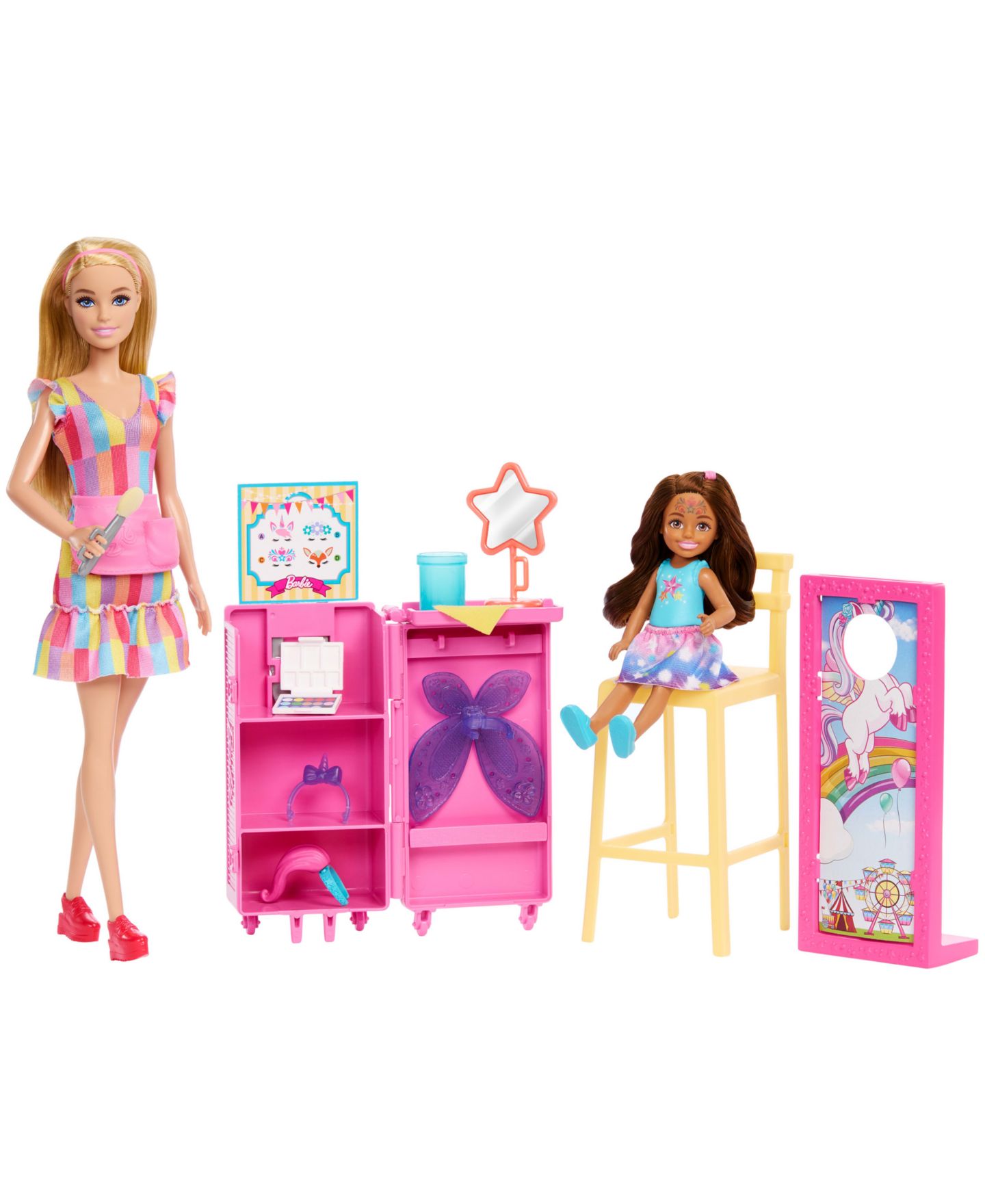 Детский игровой набор Barbie Day at the Fair Color-Change Face-Paint and Photo Stand Playset, Ages 3+ — фото 1