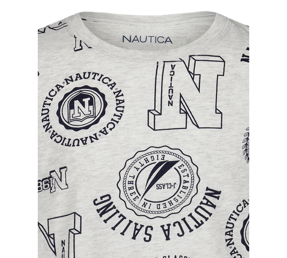 Nautica Toddler And Little Boys Mixed Print Short Sleeve T-shirt In Gray