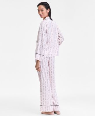Women's Printed Satin Long Pajama Set, Macy's Exclusive