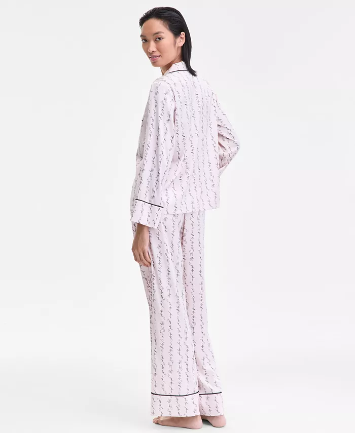 Women's Printed Satin Long Pajama Set - thumbnail 6