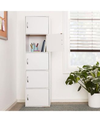 5 Shelf Home and Office Enclosed Organization Storage Cabinet, White