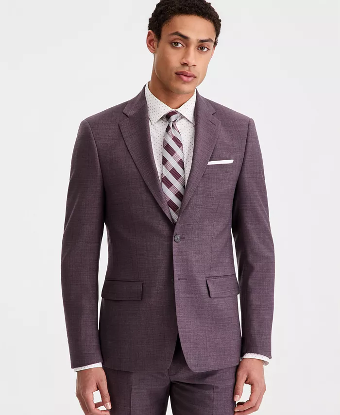 Men's Slim-Fit Wool-Blend Plaid Suit Jacket - thumbnail 10