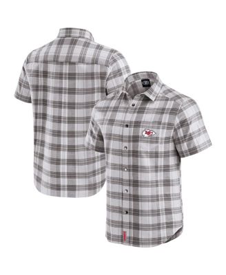 Fanatics - Men's Gray Kansas City Chiefs Team Plaid Short Sleeve Full-Snap Shirt