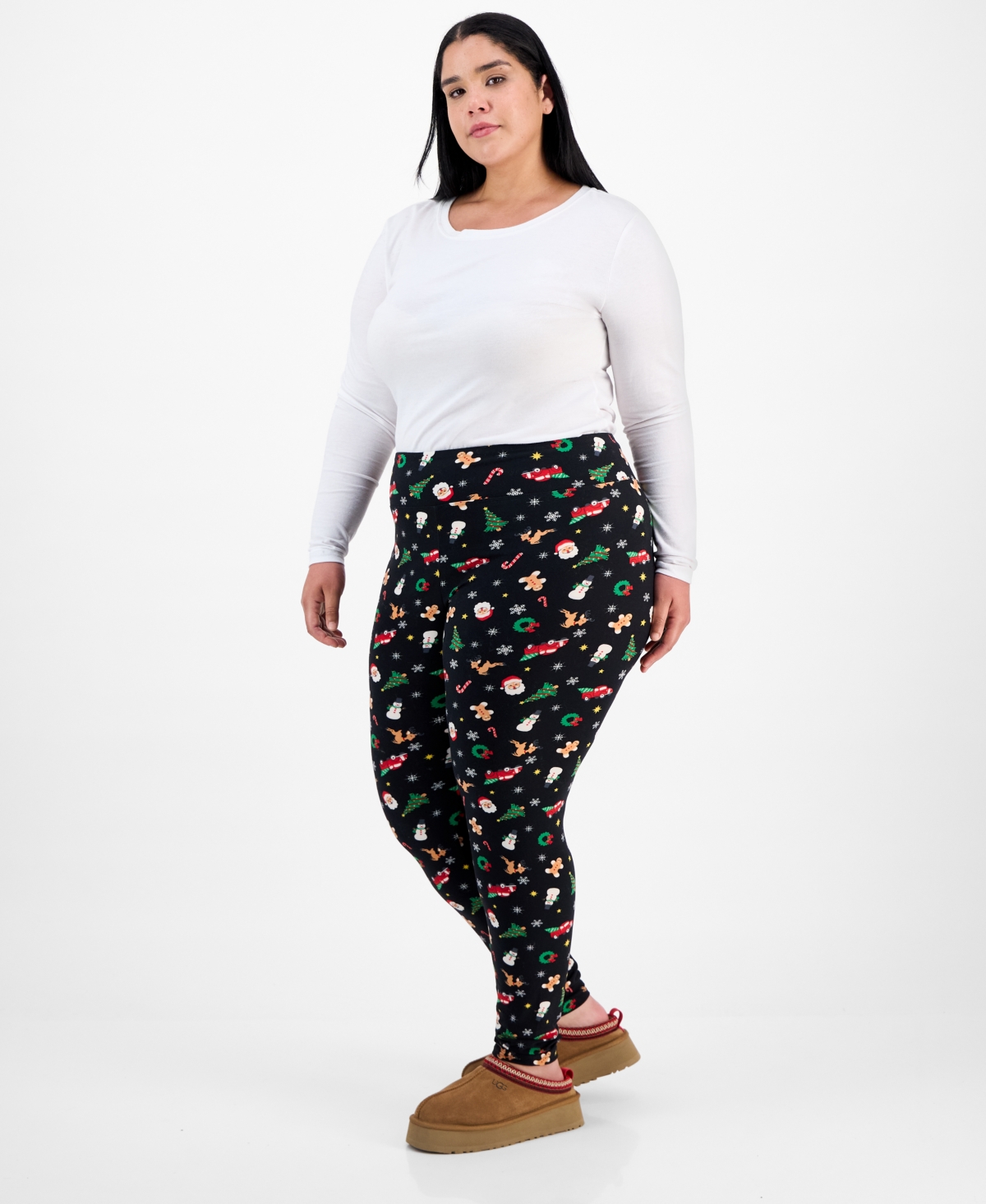 Planet Heart Trendy Plus Xmas Printed High-Rise Leggings