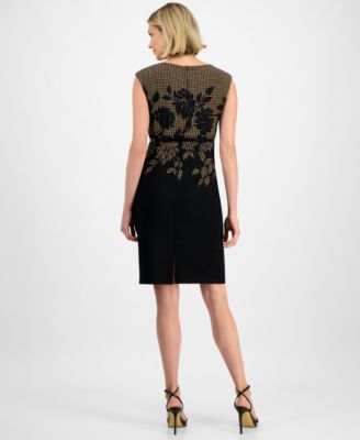 Women's Ottoman Round-Neck Cut-Out Belted Dress