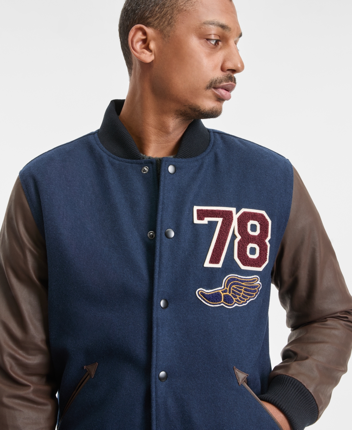 Sun + Stone Men's Harris Varsity Bomber Jacket, Macy's Exclusive