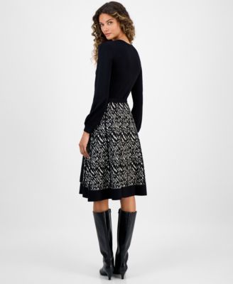 Women's Colorblock Long-Sleeve Sweater Dress