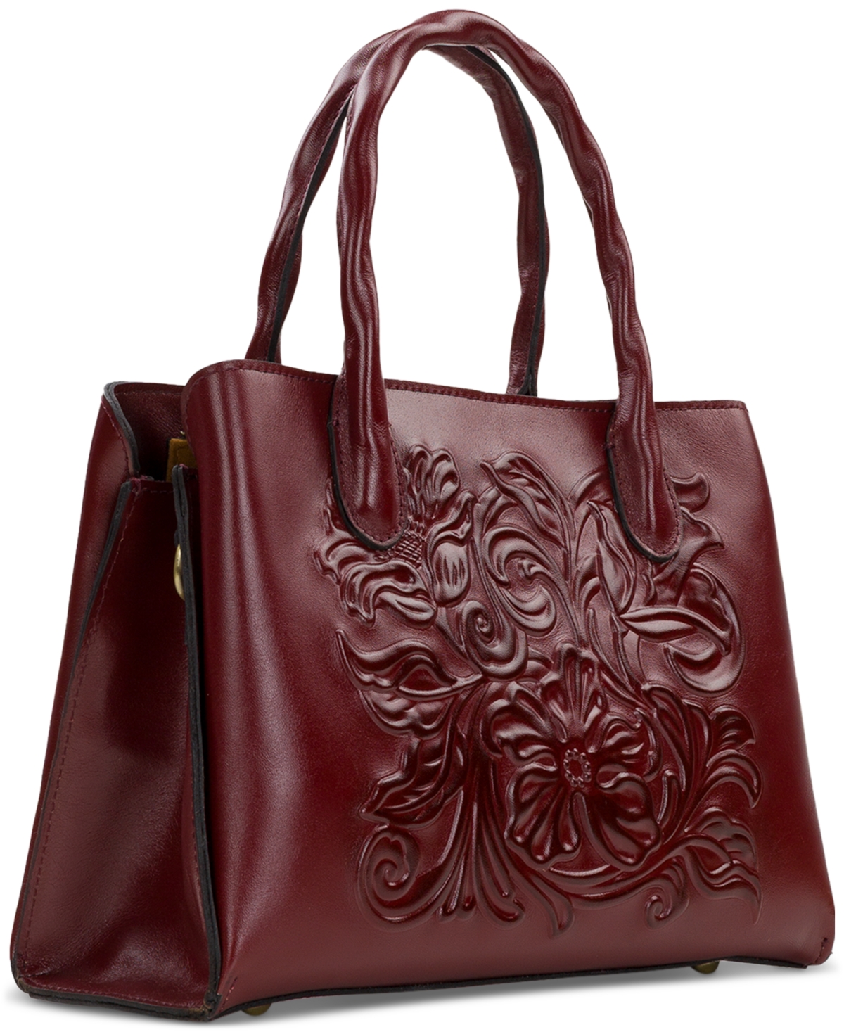 Patricia Nash Genovese Medium Leather Top Handle Bag In Burgundy