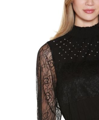 Women's Mixed-Media Embellished Knit Top