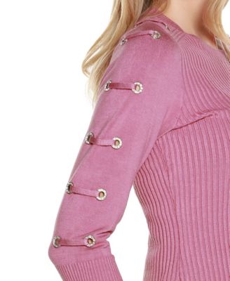 Women's Grommet-Trim Ribbed Sweater