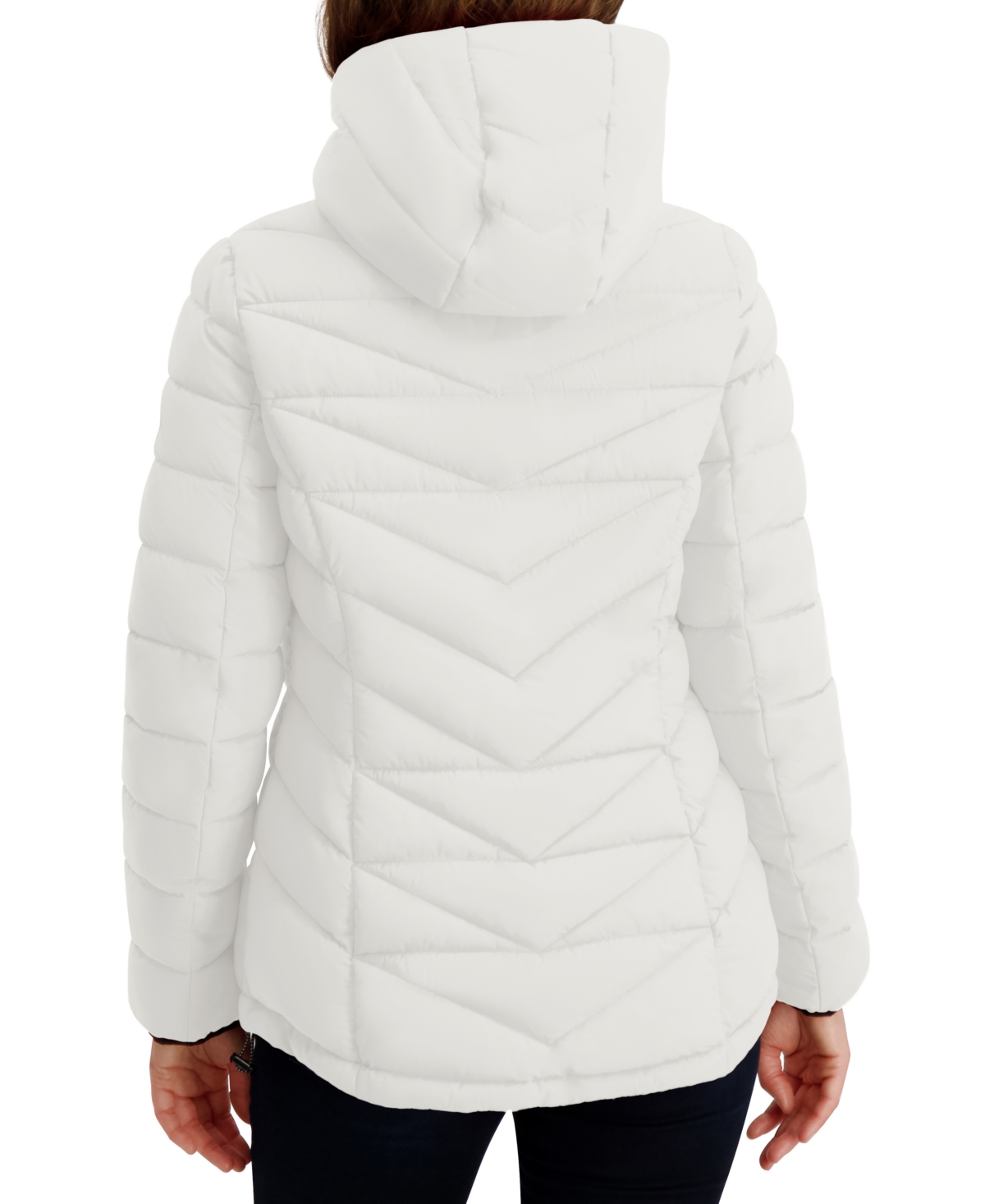 Nautica Women's Hooded Zip-front Puffer Coat In White