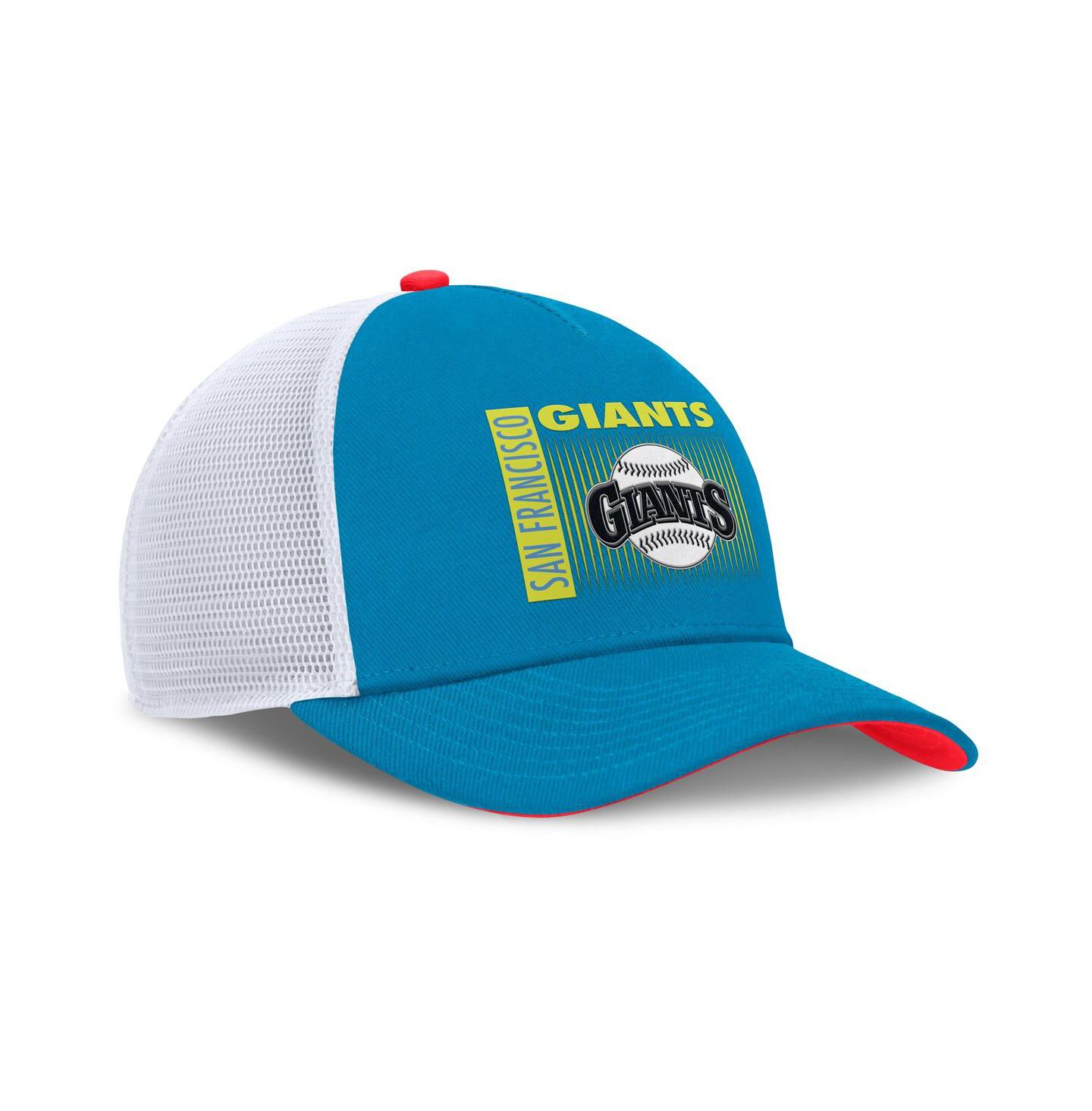 Мужская кепка Nike Blue San Francisco Giants Neon 90s Rise Structured Performance Adjustable Trucker Hat — фото 2