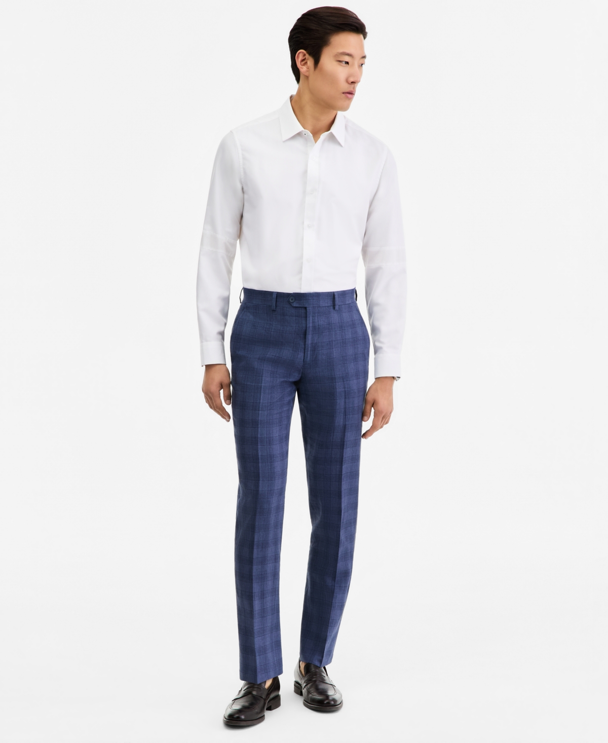 Bar Iii Men's Slim-Fit Linen-Blend Suit Separates Pants, Macy's Exclusive - Blue Plaid