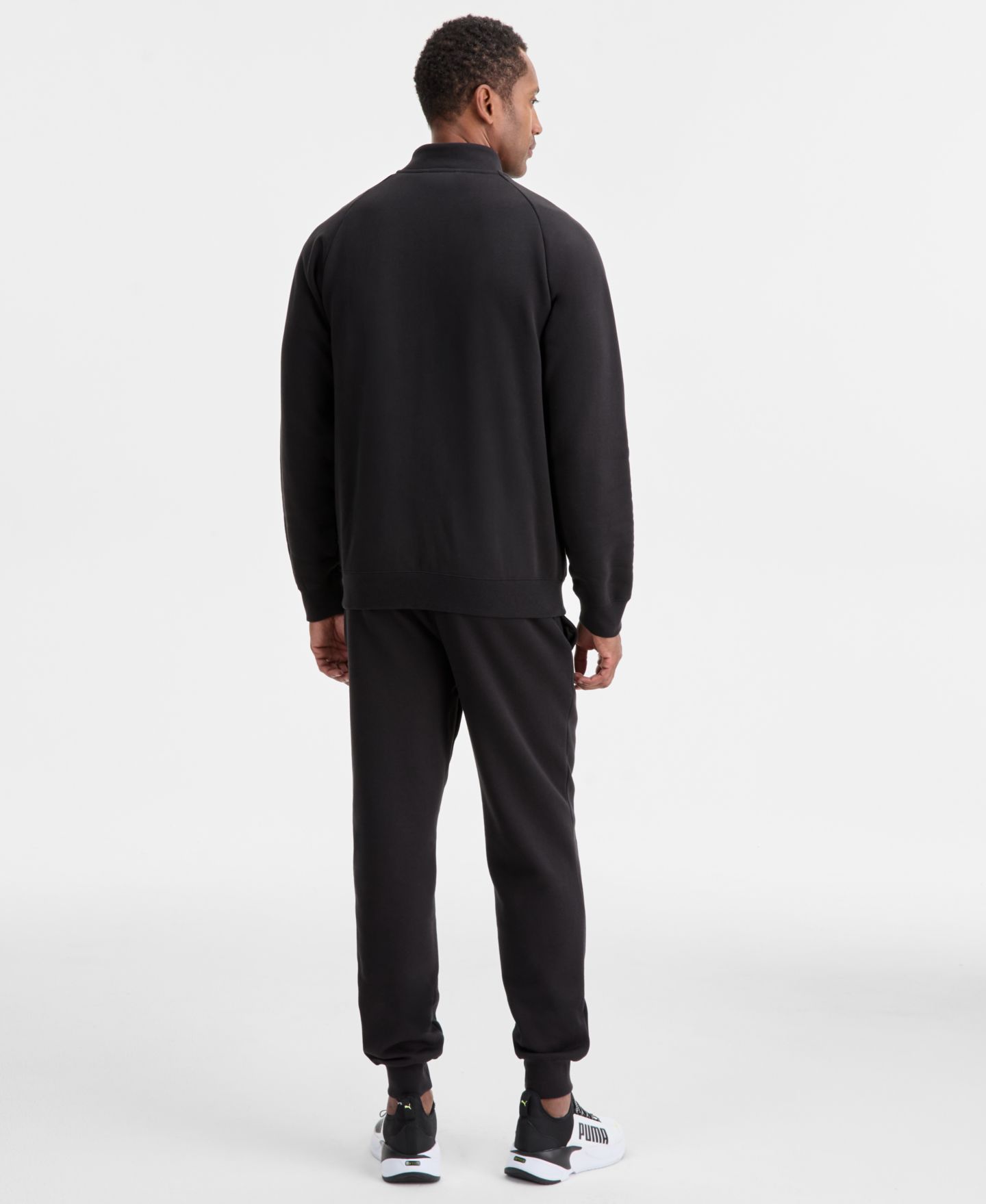 Мужские брюки PUMA Fleece Sweatpants, Logo T-Shirt & Fleece Zip-Front Track Jacket, цвет: Снежный — фото 2