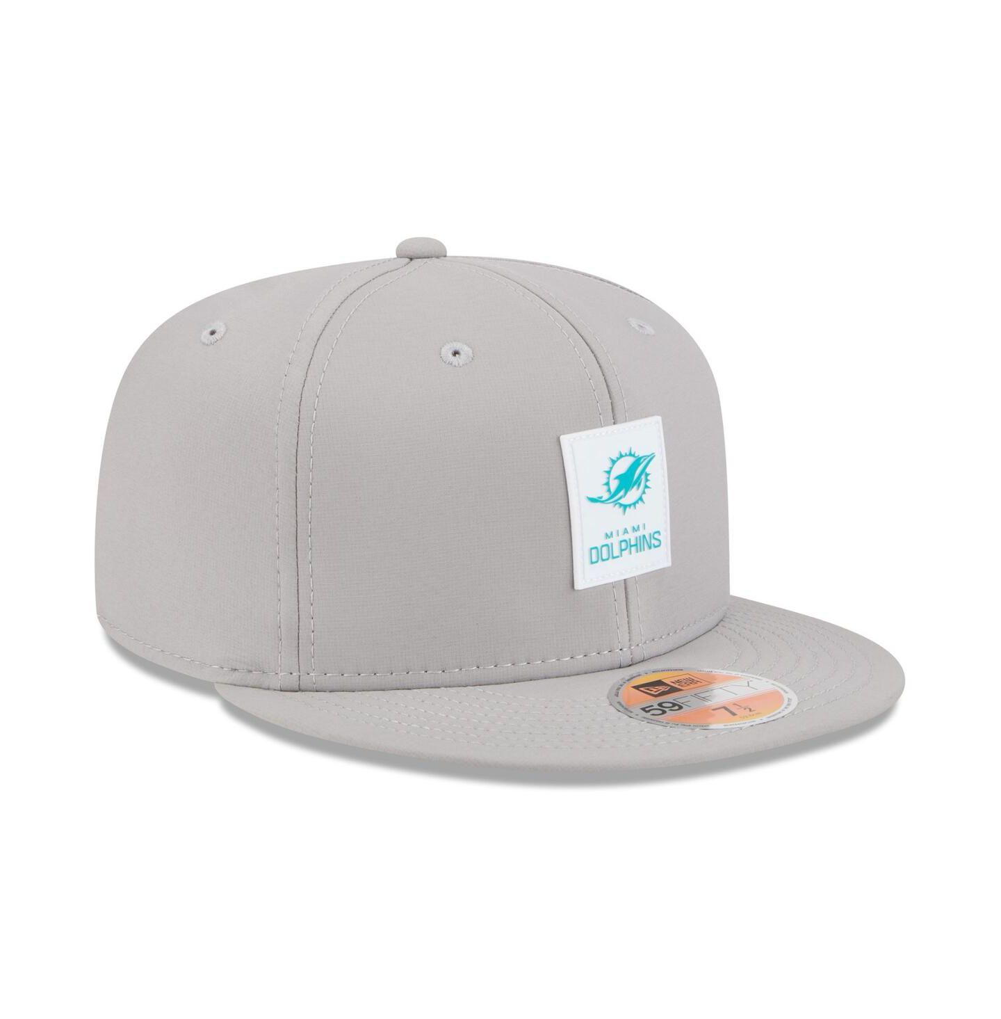 Мужская кепка New Era Gray Miami Dolphins 2025 Sideline 59FIFTY Fitted Hat — фото 4
