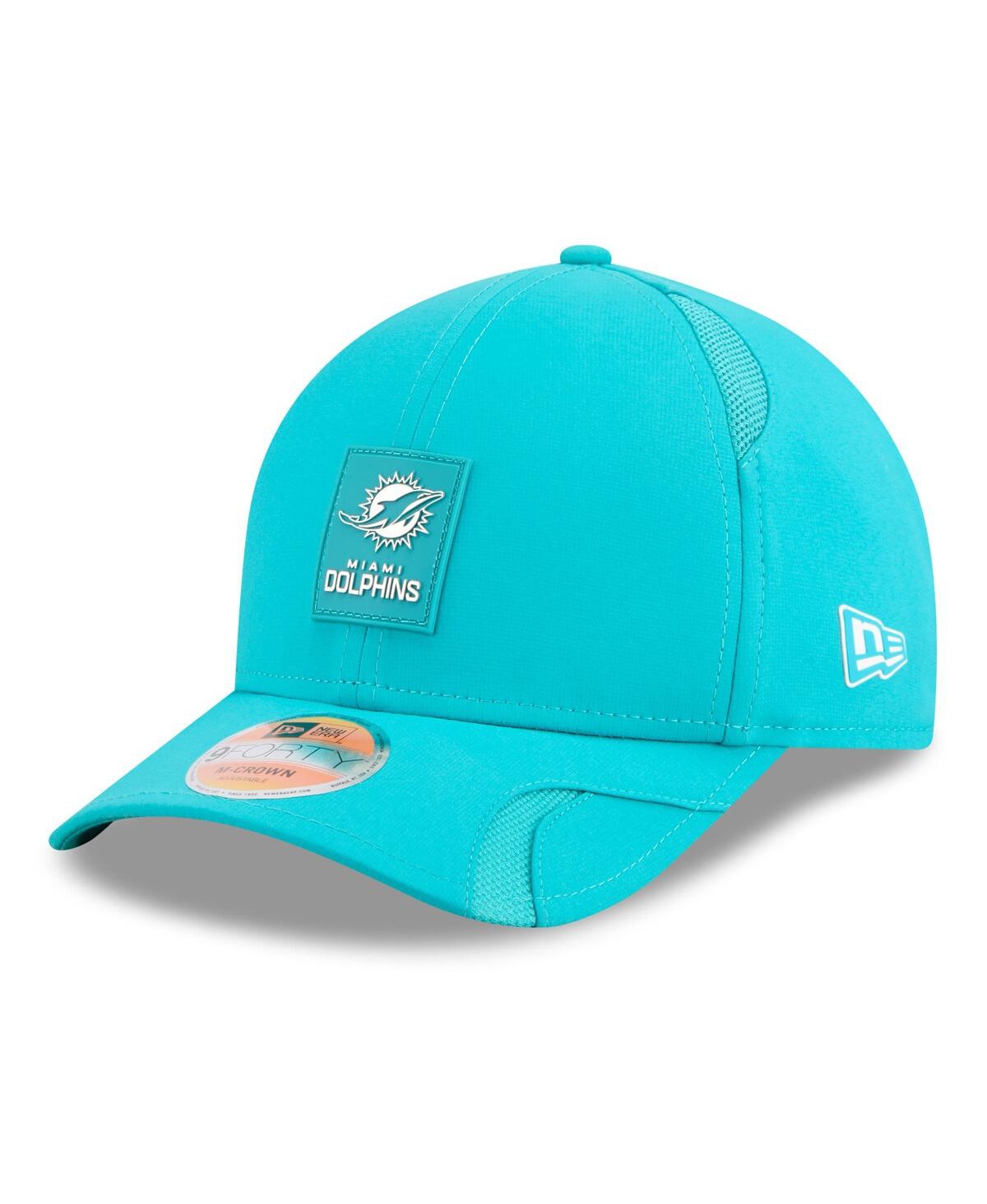 New Era Big Boys And Girls Aqua Miami Dolphins 2025 Sideline 9forty Adjustable Hat In Blue