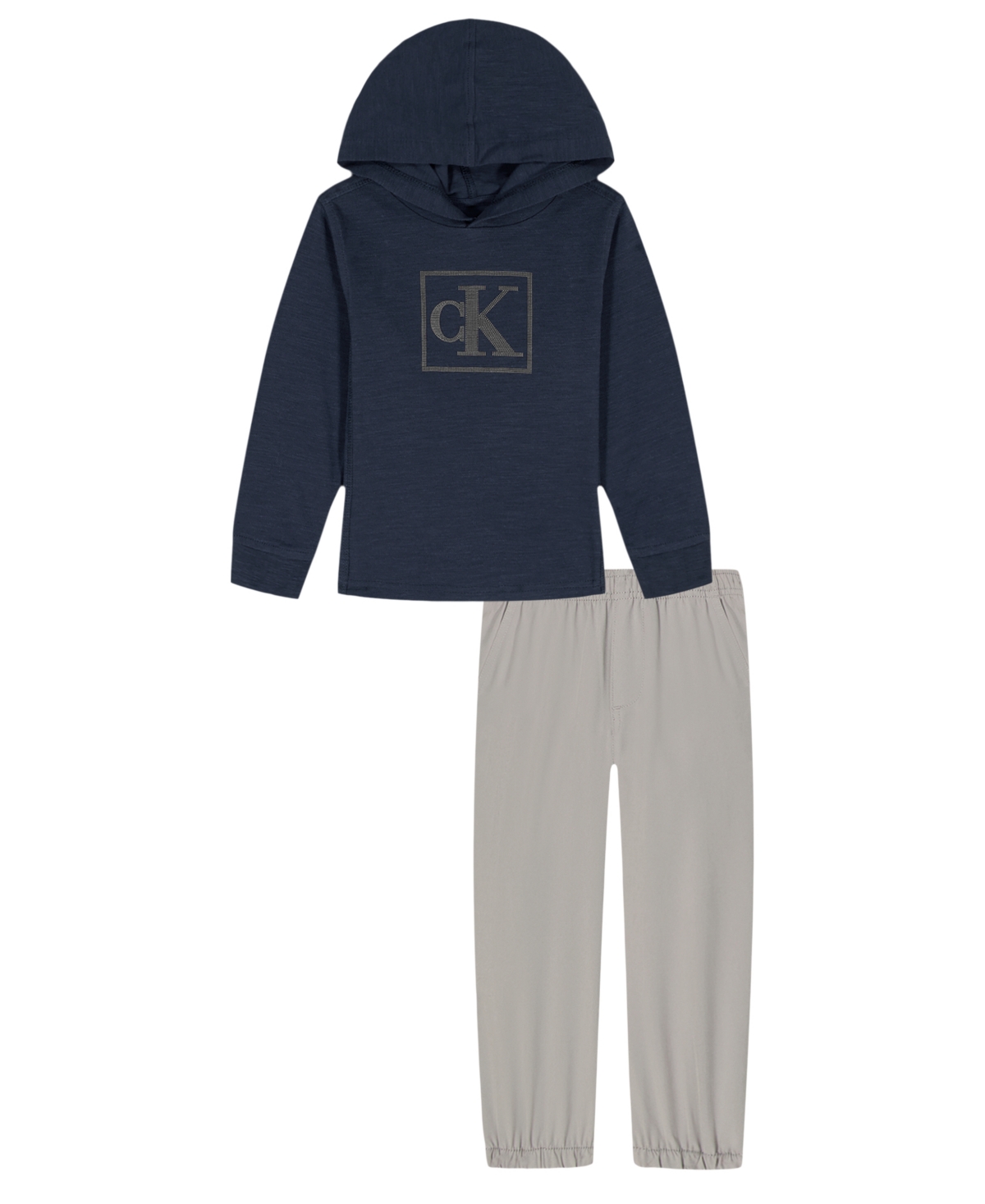 Calvin Klein Toddler And Little Boys 2-piece Long Sleeve Hoodie And Tech Twill Joggers Set In Blue