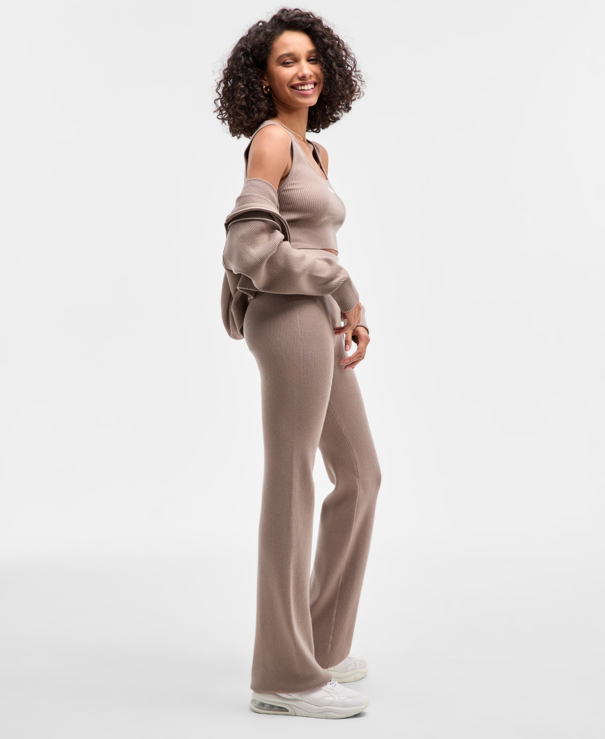 Guess Women's Flaminia Ribbed Sweater Flare Pants In Neutral