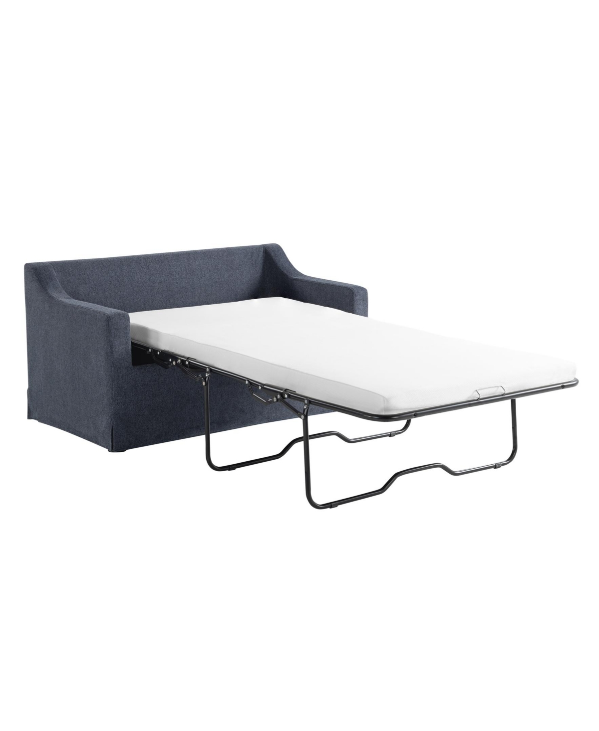 Serta 53.5" Polyester Hampstead Convertible Twin Sleeper Loveseat In Blue