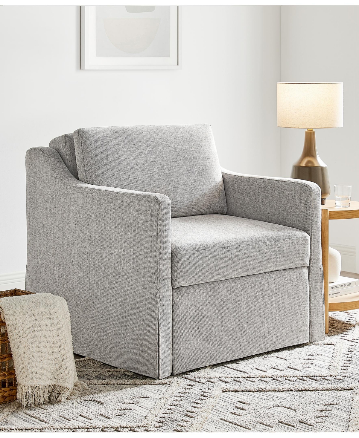Serta 35" Polyester Harley Convertible Single Sleeper Chair In Gray