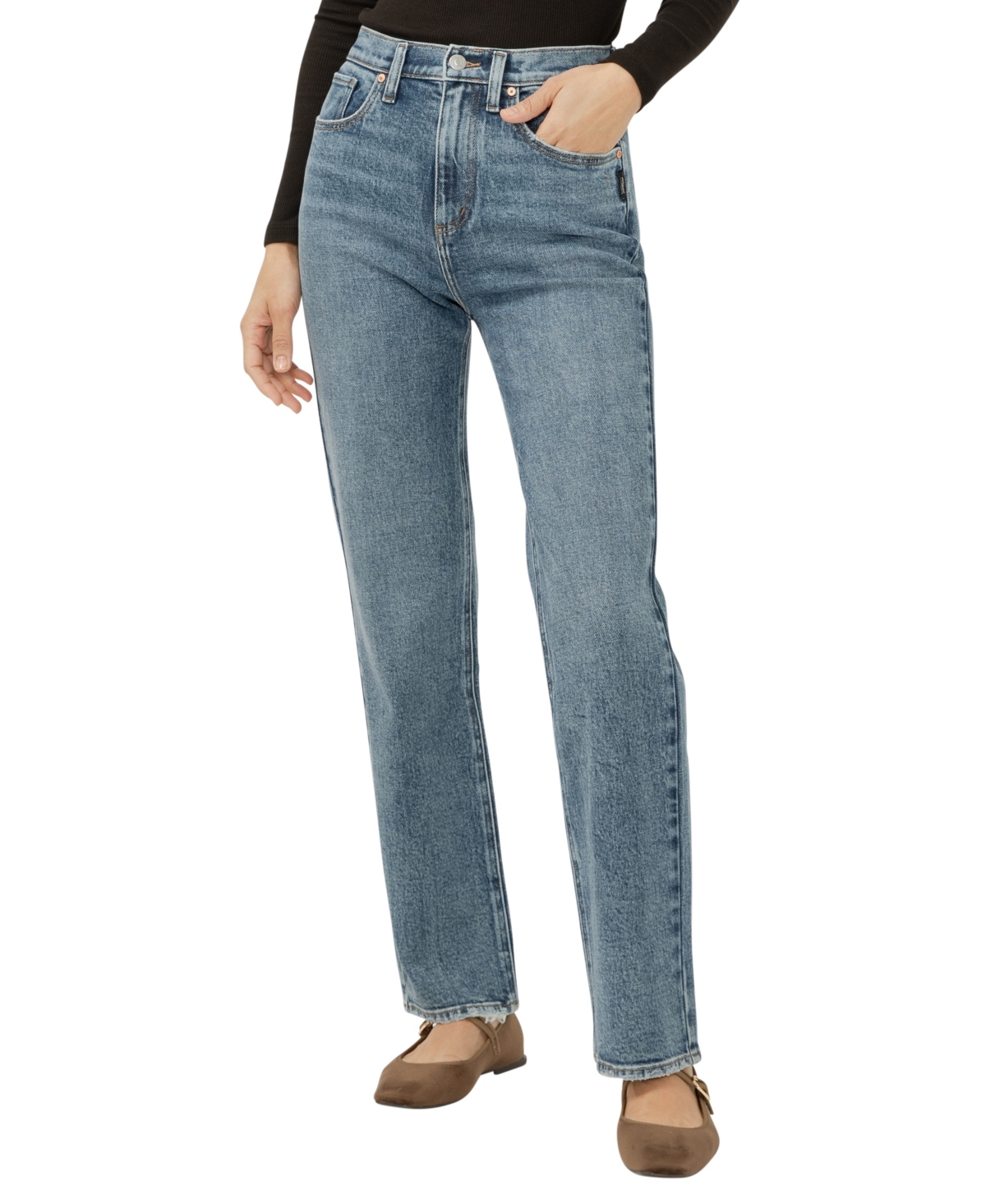 Silver Jeans Co. Women's Highly Desirable High Rise Straight Leg Jeans In Blue