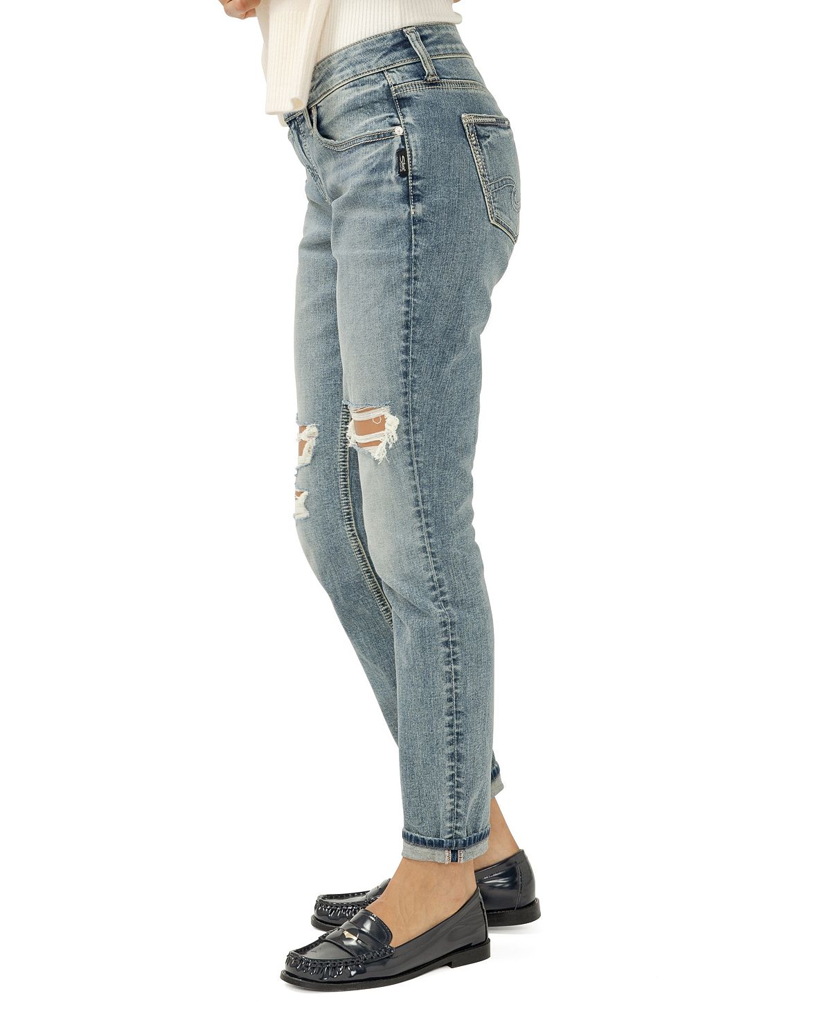 Silver Jeans Co. Women's Girlfriend Mid Rise Skinny Leg Jeans view 2 — MAYCSS fashion products