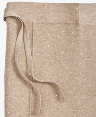 Women's Rhinestone Drawstring-Waist Knit Pants, Macy's Exclusive