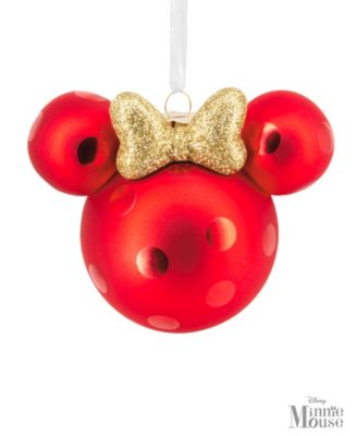 Disney Minnie Mouse Ears Icon Glass Christmas Tree Ornament