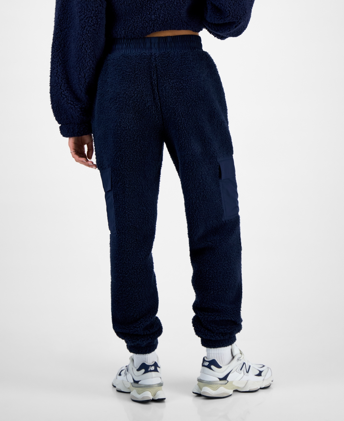 Hippie Rose Juniors' Sherpa Cargo Jogger Pants In Blue