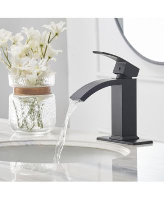 Waterfall Single Hole Single-Handle Low-Arc Bathroom Sink Faucet With Pop-up Drain Assembly In Brushed Nickel