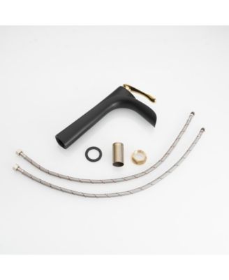 Single Hole Single Handle Bathroom Vessel Sink Faucet With Pop Up Drain Without Overflow in Matte Black Chrome