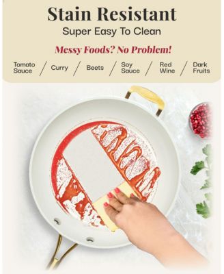 Natural Collection 5.5 Qt. Ceramic Nonstick Deep Saute Pan with Gold Handle