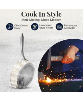 Hammered Cream 10 in. Ceramic Nonstick Frying Pan