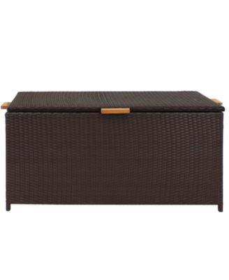 75 Gallon Indoor/Outdoor Acacia Wood and Resin Wicker Storage Deck Box with Hinged Lid