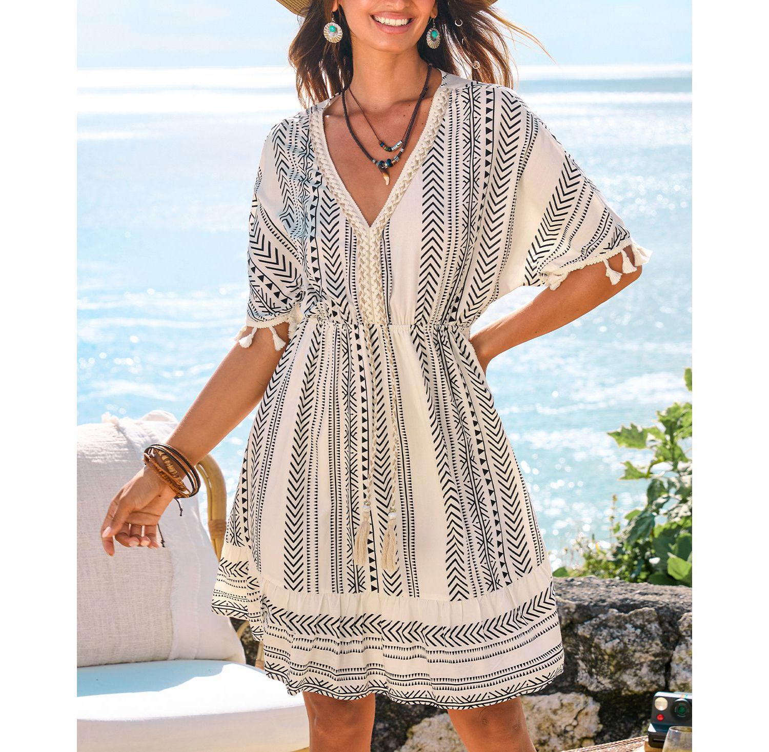 Women's Quiet Adventure Boho Mini Beach Dress