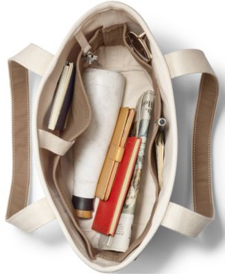 Medium 5 Pocket Open Top Long Handle Canvas Tote Bag