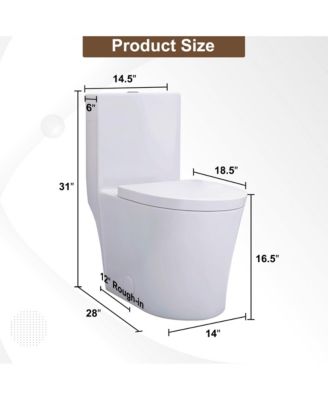 Dual Flush 1.1/1.6 GPF Elongated One-Piece One-Piece Bathroom Fixture, Comfort Height, Water-Saving Design, MAP 1000g