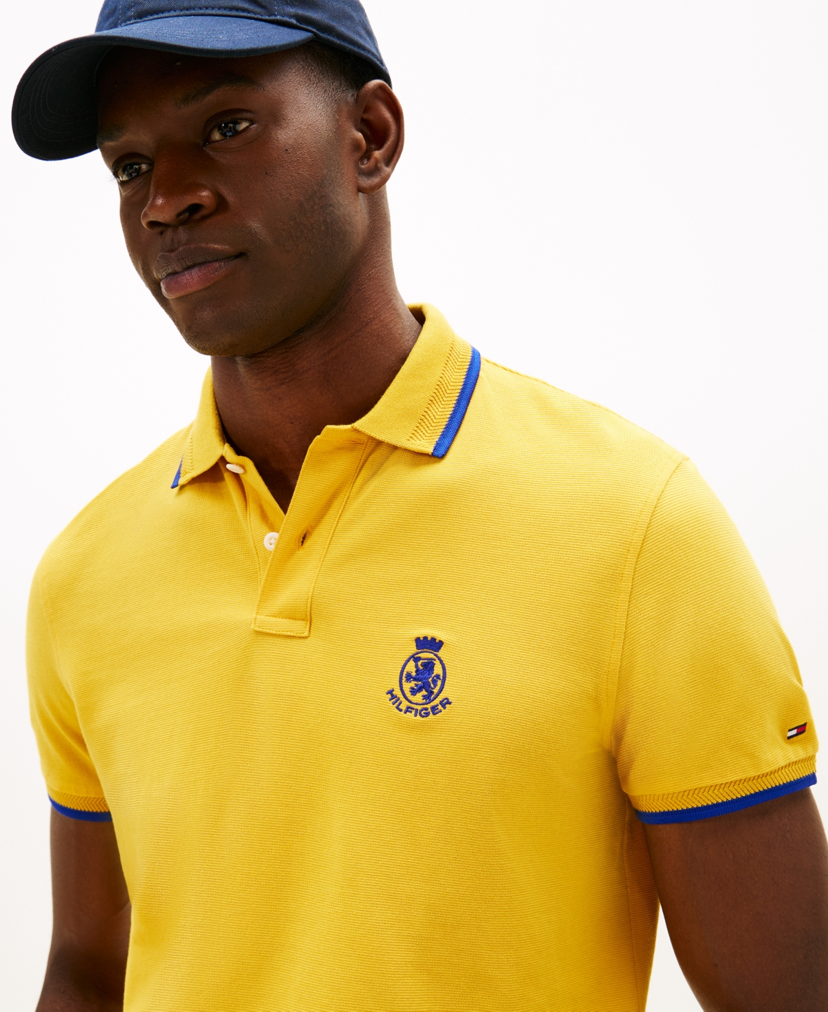 Tommy Hilfiger Regular Fit Crest Logo Pique Polo In Yellow