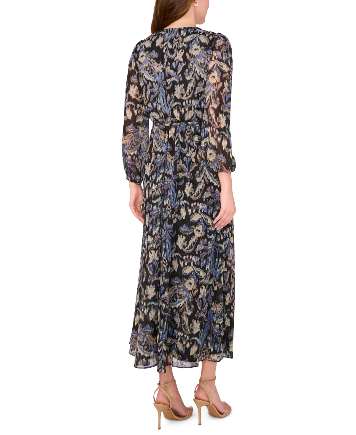 Msk Women's Long Sleeve Surplice Maxi Dress In Blue