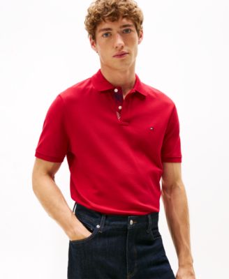 Men's Regular Fit Plaid Placket Interest Pique Polo Shirt