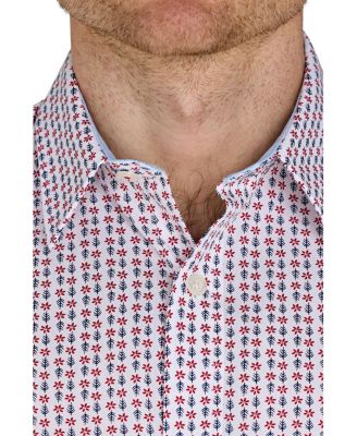 Short Sleeve Flower Cotton Poplin Shirt