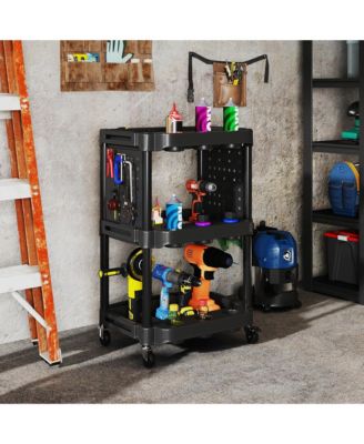 3-Tier Rolling Tool Cart with Wheels, Plastic Utility Cart,
