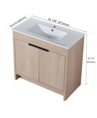 36 Inch Freestanding Vanity with Ceramic Sink and Soft-Close Cabinet Doors