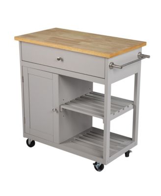 Rolling Kitchen Island with Storage Space, Towel Rack, and Utility Drawer