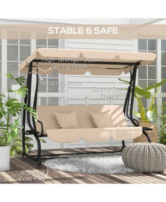 3-Seat Outdoor Patio Swing Chair with Adjustable Canopy,