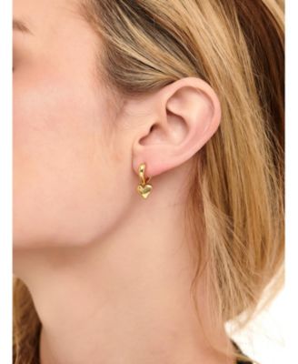 Sweet Heart Huggie Hoop Earrings in Gold Plated Sterling Silver