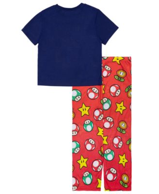 Little and Big Boys' Short Sleeve Top and Open Leg Pants Pajama, 2-Piece Set