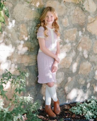 Toddler Girls Organic Short Sleeve Collared Button Front Sweater Dress